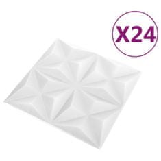 Greatstore 3D nástěnné panely 24 ks 50 x 50 cm origami bílé 6 m²