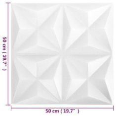 shumee 3D nástěnné panely 24 ks 50 x 50 cm origami bílé 6 m²