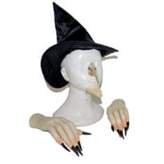 funny fashion Sada čarodějnice - prsty, klobouk, nos, brada