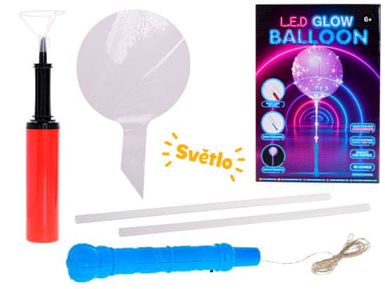 Mikro Trading Glow nafukovací balónek na baterie s LED světlem v krabičce