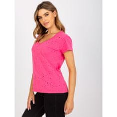 FANCY Dámské tričko s výstřihem bavlněné do V LOPA růžové FA-TS-6967.77P_387272 Univerzální