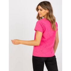 FANCY Dámské tričko s výstřihem bavlněné do V LOPA růžové FA-TS-6967.77P_387272 Univerzální