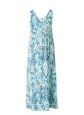 YEST dlouhé smetanové šaty na ramínka s modrým potiskem Velikost: M