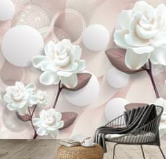LuxusniObrazy.cz Fototapeta - Bílé květiny 3D 147x102 cm