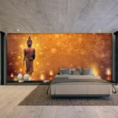 LuxusniObrazy.cz Fototapeta - Buddha ve zlatém třpytu 294x204 cm