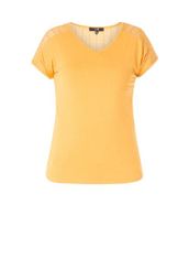 YEST žluté tričko s krajkou Velikost: 36