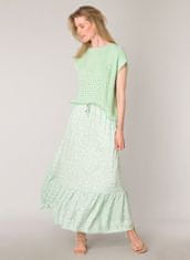 YEST dlouhá zelenkavá nabíraná sukně s květy Velikost: 40