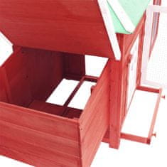 Vidaxl Kurník s kukaní červený 190 x 72 x 102 cm masivní jedlové dřevo