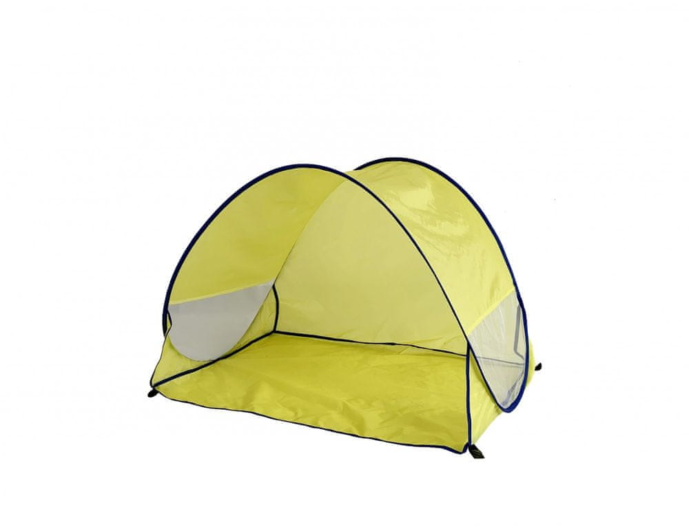 Levně Teddies Stan plážový s UV filtrem 100x70x80cm samorozkládací polyester/kov obdélník žlutý v látkové tašce