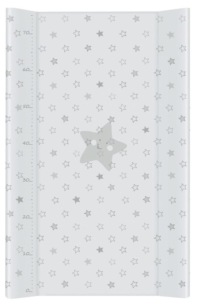 Levně Ceba Baby Podložka přebalovací 2-hranná s pevnou deskou (50x80) Comfort Hvězdy světle šedá