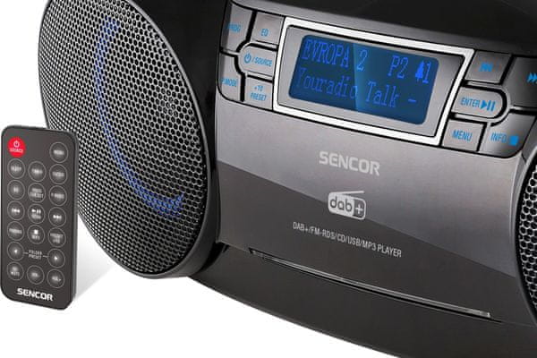  klasický rádioprijímač sencor spt 6500 fajn zvuk stereo reproduktory USB port bluetooth aux cd mechanika sleep čas ovládania na tele prístroja aux in bluetooth fm dab tuner 