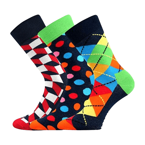 Lonka barevné společenské ponožky Woodoo MIX A (3 páry v balení)
