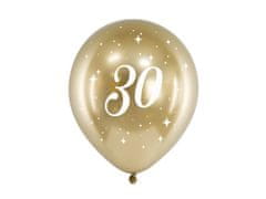 PartyDeco Saténové balónky 30 zlaté 30cm 6ks