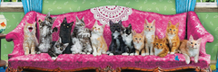 EuroGraphics Panoramatické puzzle Kočky na kočičí pohovce 1000 dílků