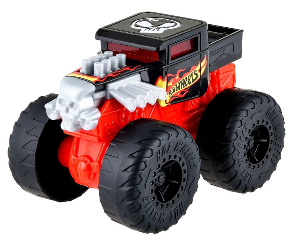 Hot Wheels Monster Trucks Svítící a rámusící vrak Bone Shaker HDX60