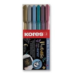 Kores Popisovač Kores Style Brush Marker Metallic, 6 barev