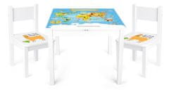 Leomark Dřevěný stůl se dvěma židlemi set - Yeti - mapa světa 159W