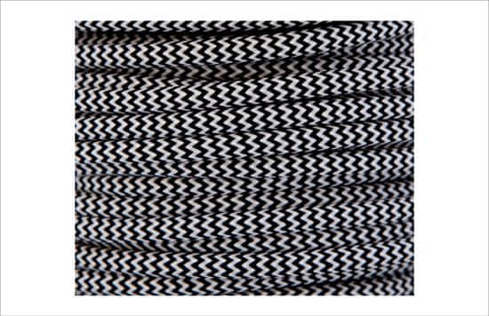 Butterfly Textilní kabel 2 x 0,75mm CIKCAK ČERNOBÍLÝ pro osvětlení interiéru