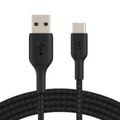 Belkin kabel oplétaný USB-C - USB-A, 3m, černý
