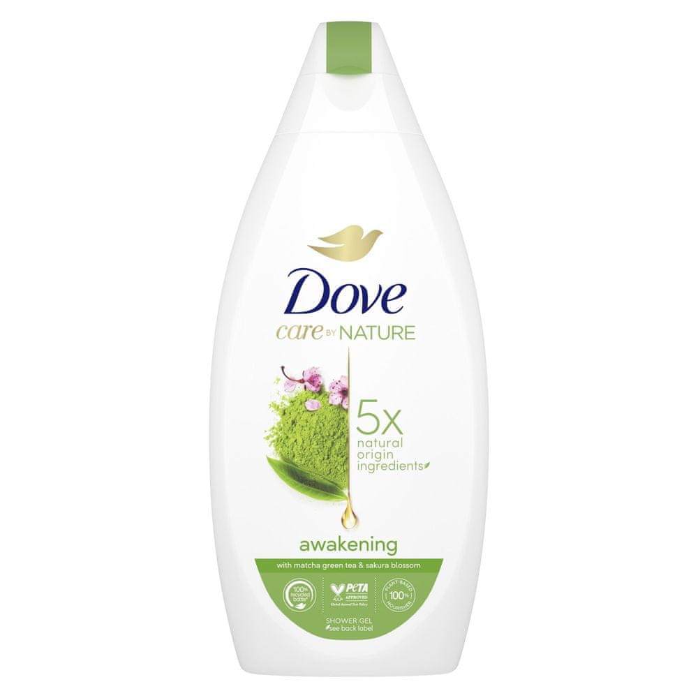 Levně Dove Care by Nature Awakening sprchový gel se zeleným čajem matcha a květem sakury pro hydrataci pokožky 400ml