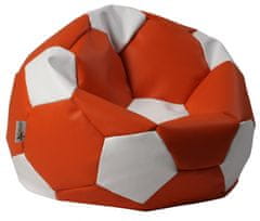 Artspect Sedací pytel - Euroball 90x90x55cm - koženka oranžová/bílá