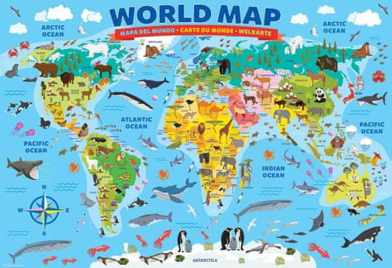 EuroGraphics Puzzle Ilustrovaná mapa světa 100 dílků