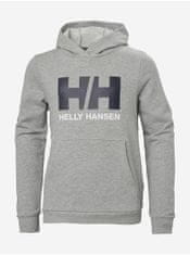 Helly Hansen Světle šedá dětská žíhaná mikina s kapucí HELLY HANSEN 128