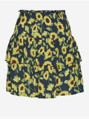 Noisy May Žluto-modrá květovaná krátká sukně Noisy May Sunflower XS