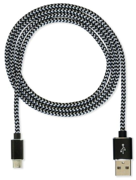 CUBE1 nylon datový kabel USB > microUSB, 1m LM05-1122B-BLACK/1M, černý