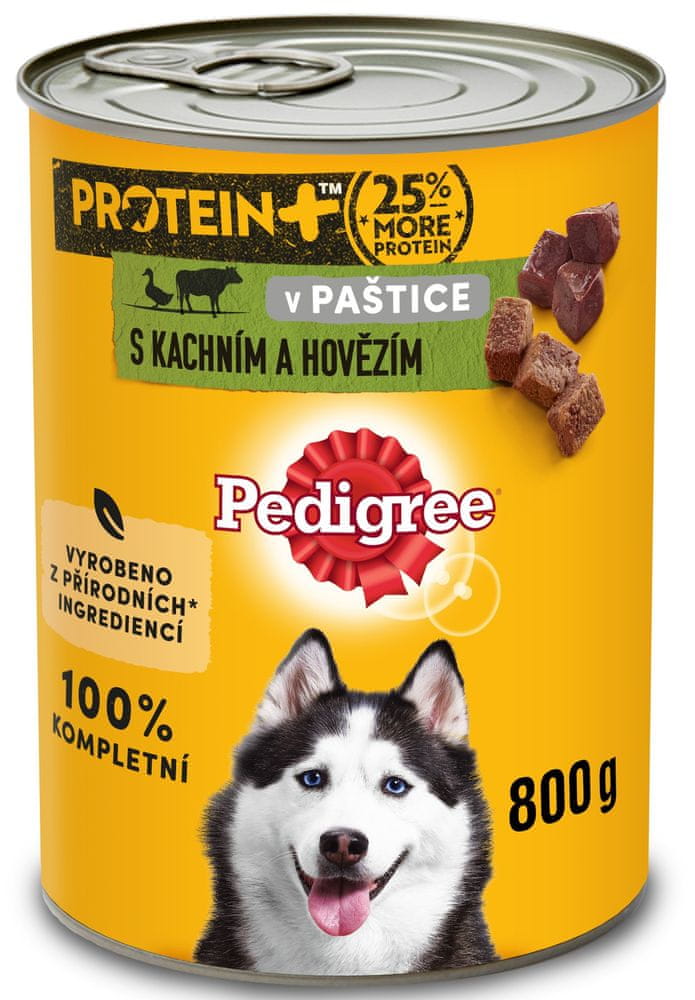 Pedigree PROTEIN konzerva s kachním a hovězím pro dospělé psy 12×800 g