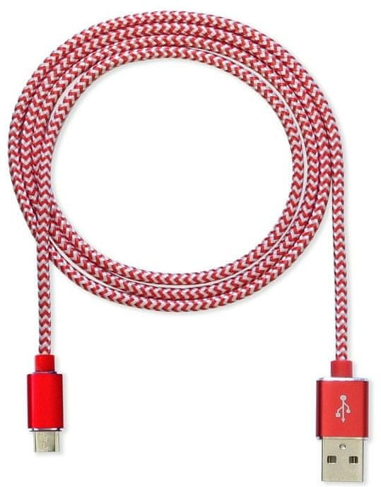 CUBE1 nylon datový kabel USB > microUSB, 1m LM05-1122B-RED/1M, červený