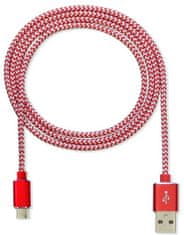 CUBE1 nylon datový kabel USB > microUSB, 1m LM05-1122B-RED/1M, červený