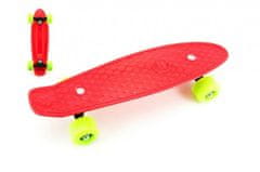 Teddies Skateboard - pennyboard 43cm, nosnost 60kg kovové osy, červený, zelená kola