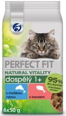 Perfect fit Natural Vitality kapsičky s mořskou rybou s lososem pro dospělé kočky 12× (6×50 g)