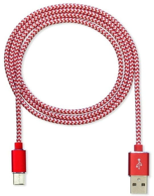 CUBE1 nylon datový kabel USB > USB-C, 1m LM05-1122C-RED/1M, červený