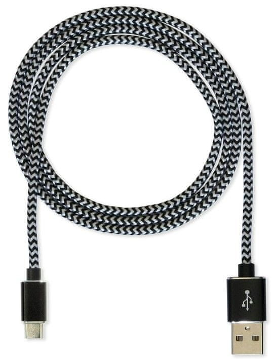 CUBE1 nylon datový kabel USB > microUSB, 2m LM05-1122B-BLACK/2M, černý