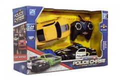 Teddies Auto RC 2ks policejní honička plast žluté 18cm na dálk. ovl. na bat. se světlem v krabici 36x22x12