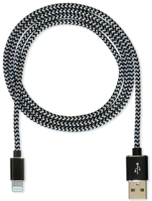 CUBE1 nylon datový kabel USB > Lightning, 1m LM05-1122A-BLACK/1M, černý