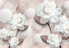 LuxusniObrazy.cz Fototapeta - Bílé květiny 3D 147x102 cm