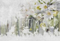 LuxusniObrazy.cz Fototapeta - Bílé květy, vintage 245x170 cm