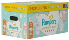 Pampers Dárkový box - Plenky Premium Care Velikost 3, 120 Plenek + ubrousky ZDARMA