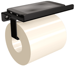 Držák toaletního papíru s poličkou černý TECHNIC 331NG (černá nerezová ocel)