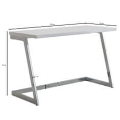Bruxxi Pracovní stůl Burries, 120 cm, bílá / chrom