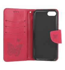 TopQ Pouzdro iPhone SE 2022 knížkové Butterfly růžové 75010