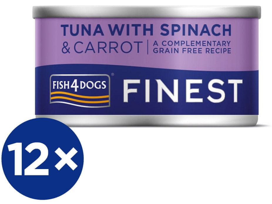 Fish4Dogs Konzerva pro psy Finest tuňák s mrkví a špenátem 12x 85 g