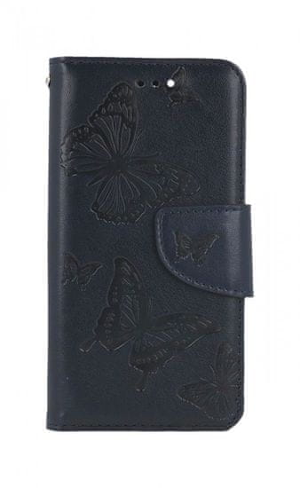 TopQ Pouzdro iPhone SE 2022 knížkové Butterfly modré tmavé 75015