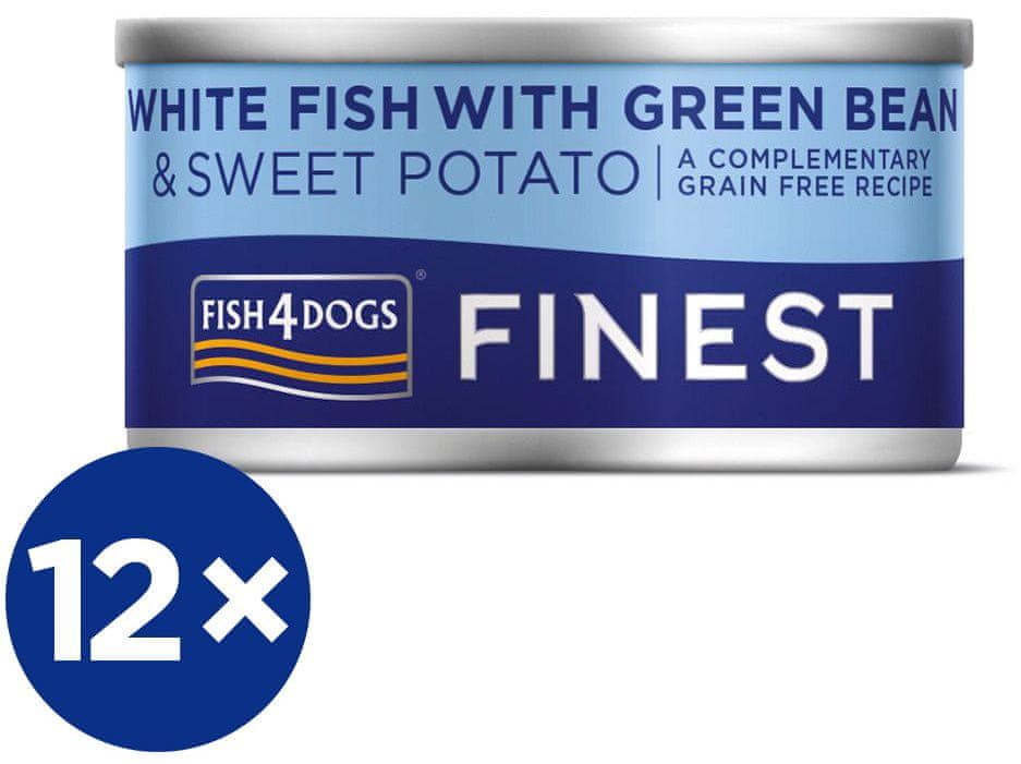 Fish4Dogs Konzerva pro psy Finest s bílou rybou, sladkými bramborami a zelenými fazolkami 12x 85 g
