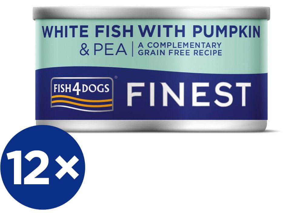 Fish4Dogs Konzerva pro psy Finest bílá ryba s dýní a hráškem 12x 85 g