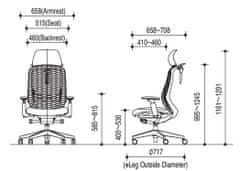 OKAMURA SYLPHY ergonomická židle černá Kříž leštěný Bederni opěrka Podhlavník
