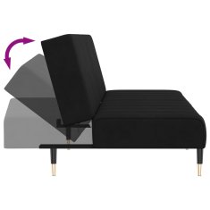 Greatstore 2místná rozkládací pohovka se stoličkou černá samet